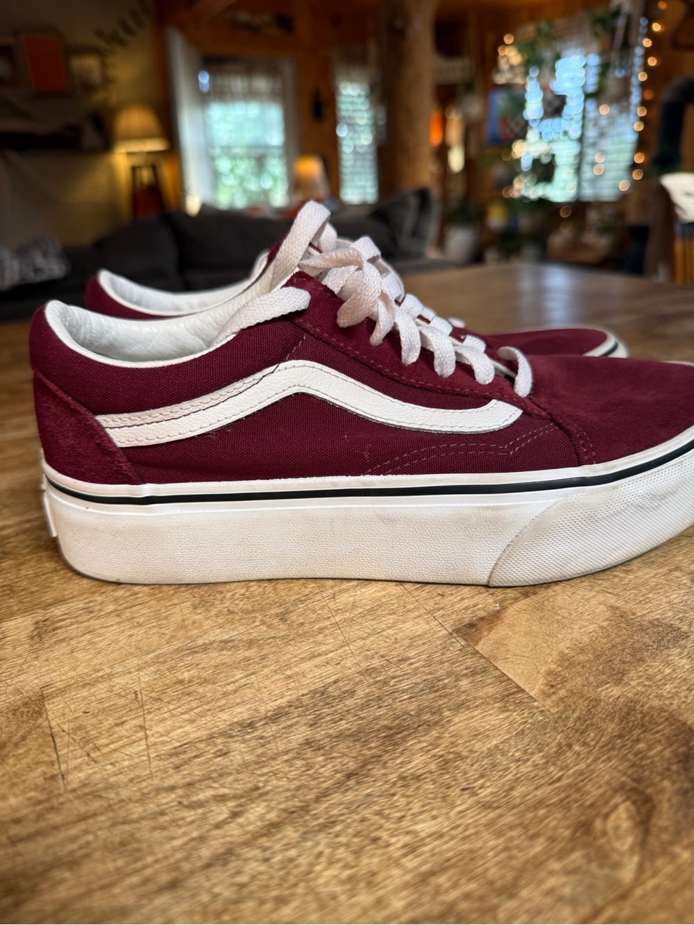 VANS Old Skool Platform Sneakers in Dark Red women size 7 women